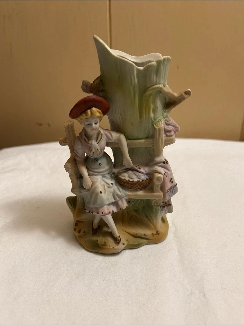 Vintage Collectible Paulux Girl Sitting on Bench